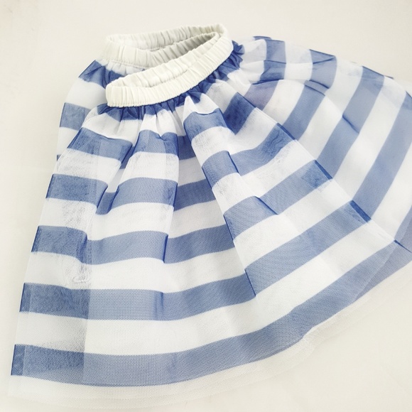 3/$30 //  Blue & White Stripe Tulle Skirt - Picture 3 of 7